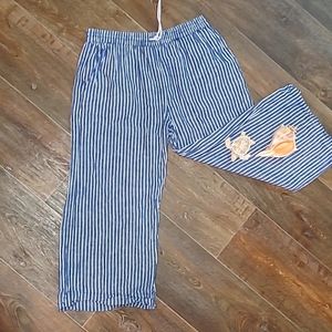 Linen Cotton Wide Leg Calf Length Pants Beach Coverup